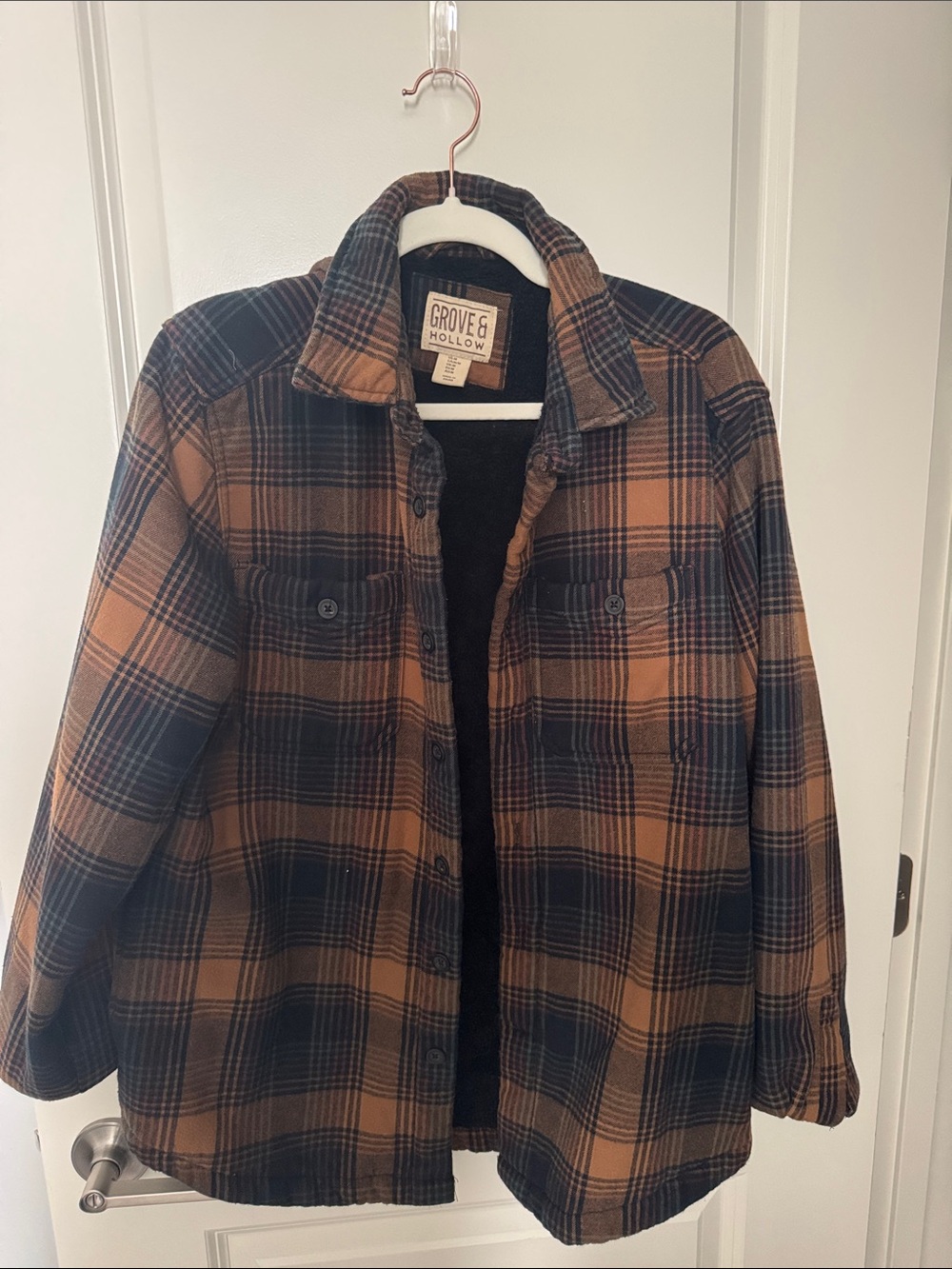 Kids Brown Plaid Cozy Jacket